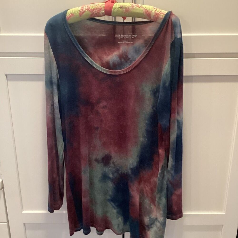 Soft Surroundings Tie Dye Tunic Top Sz M Long Sleeve Buttery Soft